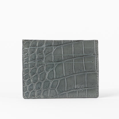 gray crocodile skin credit card case form sherrill bros