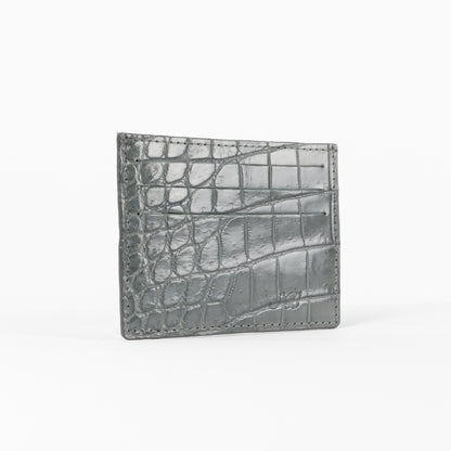 Gray Crocodile Skin Credit Card Case