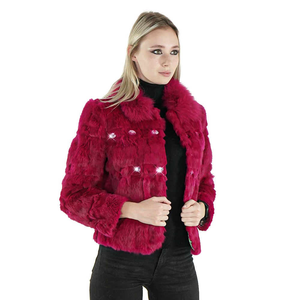 Pink rabbit outlet fur jacket