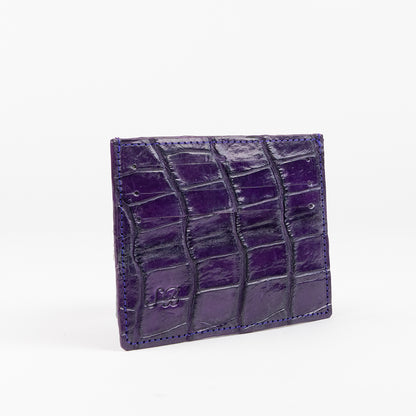 Purple Genuine Crocodile Skin Credit Card Case