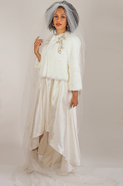 White Rabbit Fur Wedding Jacket "Melissa"